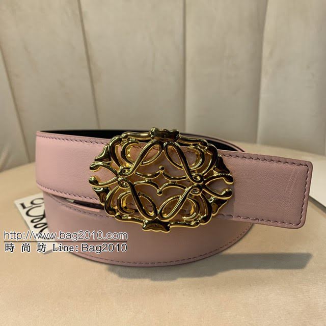 LOEWE女士皮帶 羅意威經典銅扣手掌紋雙面牛皮腰帶  jjp1803